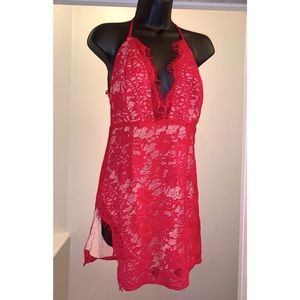 Red lace dress